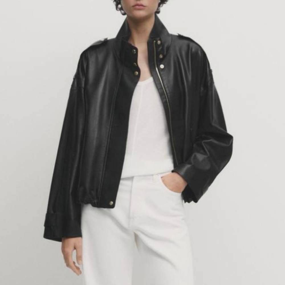 Napa Leather Jacket from Massimo Dutti (Size S)